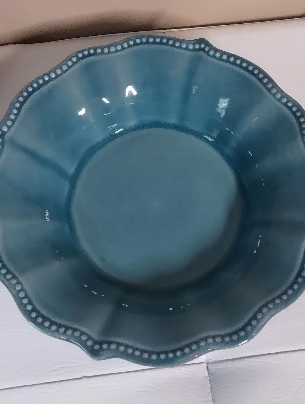 Pioneer Woman 3-Piece Bowl Set, Blue Denim Hobnail Rim